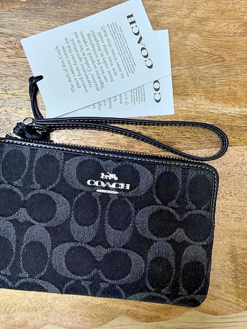 Coach Essential Small Wristlet in Signature Jacquard Black NWT